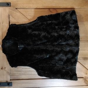Adrienne Landau Black Reversable Faux Fir and Nylon Vest Size 3X